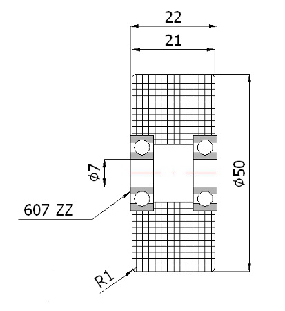 VALEC fi 50, DVOJITÉ LOŽISKÁ, do 100 kg, 7mm