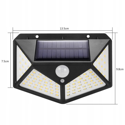 SOLAR LAMPA 100 LED SO SNÍMAČOM POHYBU SÚMRAK, NÁSTENNÁ FASÁDA