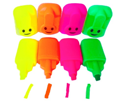MINI ZVÝRAZŇOVAČE 4 kusy FLUO FUNNY SMILES