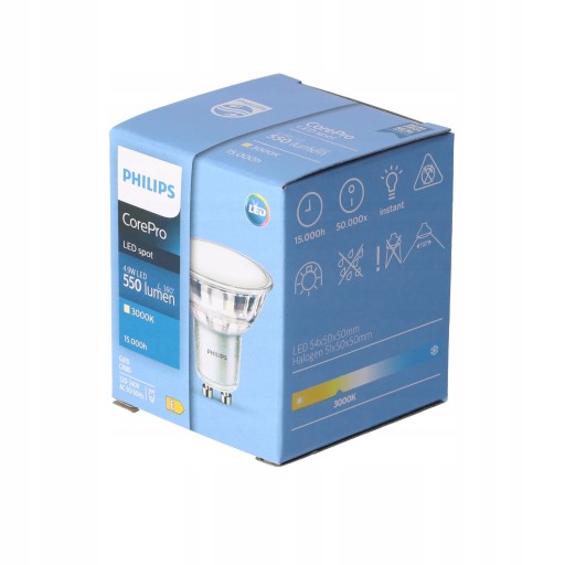 Philips CorePro GU10 LED žiarovka 4,9W=50W 550lm teplá farba 3000K 120°