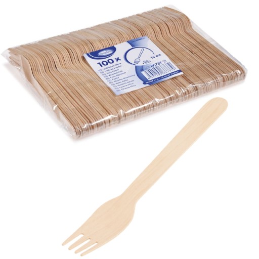 jednorázové vidličky, drevený príbor, 100 kusov