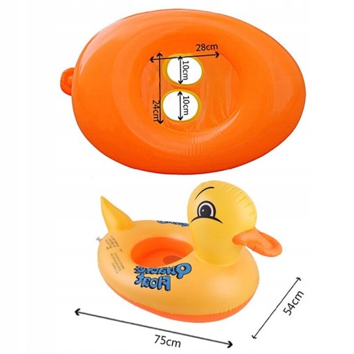 Nafukovací pontón pre deti, kačica, 75 cm - Ideálne do bazéna