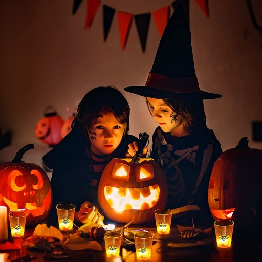 HALLOWEEN LED SKLENENÁ LEBKA TEKVICA