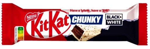 Vaflová tyčinka pokrytá bielym toppingom KitKat Chunky Black&White 42 g