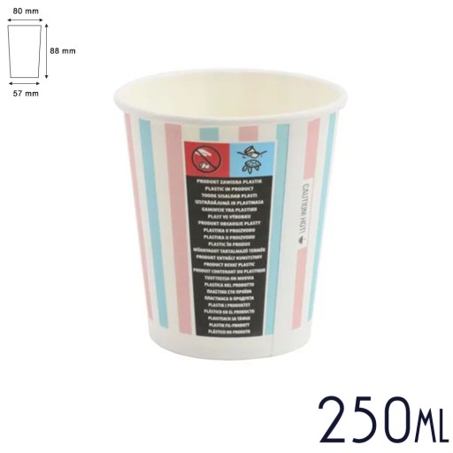 Papierové šálky na kávu 250 ml - PASTELOVÉ šálky na čaj 100 ks