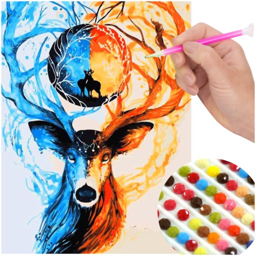 Diamantové vyšívanie DEER Diamond Painting 5D Diamantové rezanie SET
