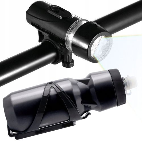 Predné LED osvetlenie na bicykel + držiak na fľašu s vodou