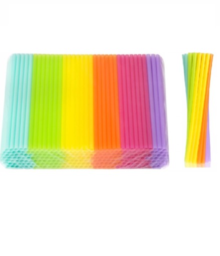 PLASTOVÉ SLAMKY, TRUBKY, MIX FARIEB, 24 cm, 17 ks