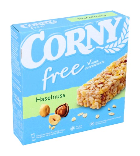CORNY Tyčinka Lieskové oriešky BEZ CUKRU 6 kusov DE