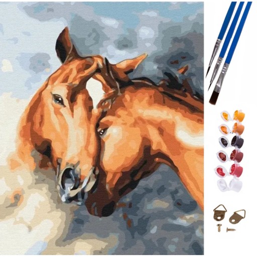 MAĽBA PODĽA ČÍSEL MAĽBA OBRAZ KONÍKY 47x58CM ŠTETCE PLÁTNA
