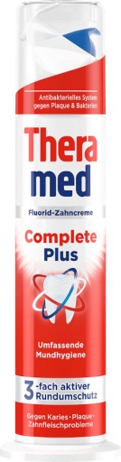 Stojanová tuba na zubnú pastu Theramed Complete Plus 100 ml Nemecko dávkovač