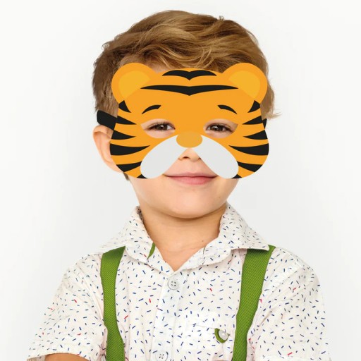 Plstená maska Tiger 1 ks. kostýmová párty pre deti na karnevale