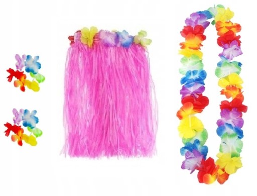 Havajská súprava SUKŇOVÝ NÁHRDELNÍK NÁRAMKY kvety ALOHA HAWAII kostým