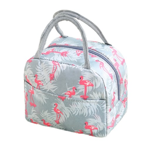 Termálna taška LUNCH BOX Pikniková izolovaná pre jedlo tmavomodré plameniaky