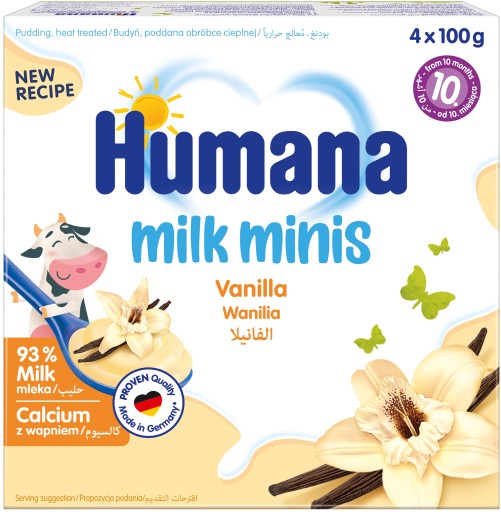 HUMANA MLIEČNY DEZERT PO 10 MESIACOCH VANILKOVÝ PUDDING 4x100G