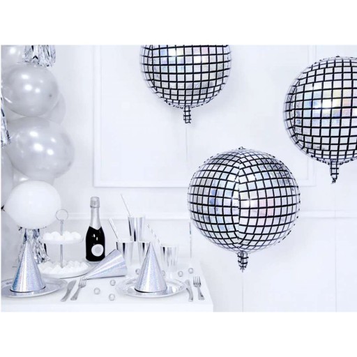 Fóliový BALÓN DISCO GALE 80. roky holografické STRIEBORNÉ