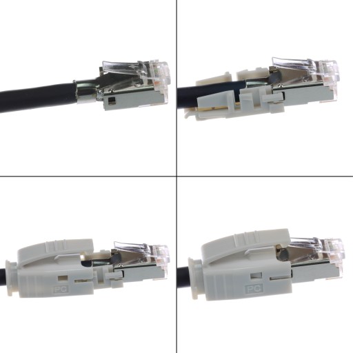 RJ45 6 6A FTP zástrčka s krytom, šedá Telegartner