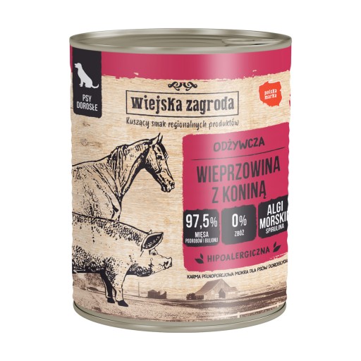 Wiejska Zagroda - Bravčové s konským mäsom - Krmivo pre psov - 800g