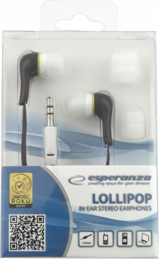 EH146K Lollipop slúchadlá do uší čierne Esperanza