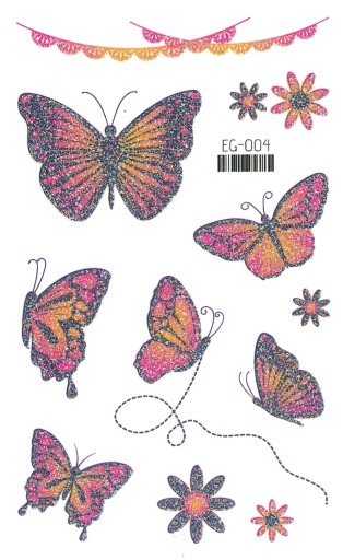 Umývateľné tetovanie pre deti GLITTER BUTTERFLIES EG004