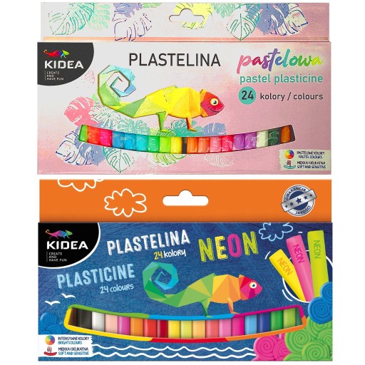 KIDEA SCHOOL Plastelína 24 NEON + 24 PASTEL
