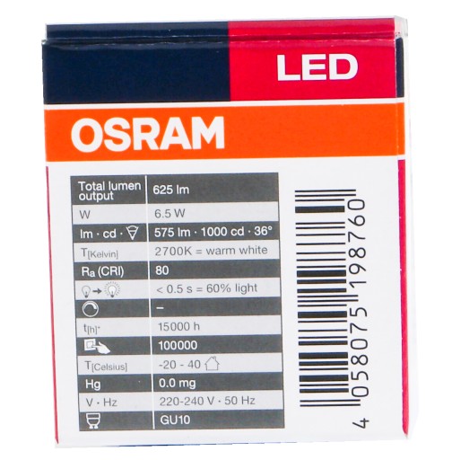 OSRAM Halogénová LED žiarovka 6,9W 80W GU10 36s 2700K