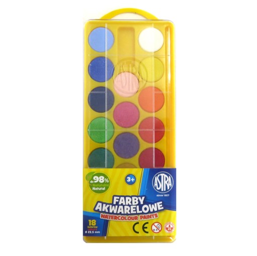 AKVARELOVÉ FARBY ASTRA 18 FAREB x 23,5 mm + ZADARMO