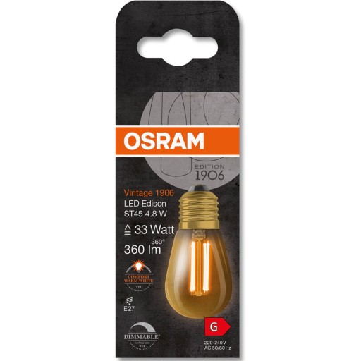 E27 4,8W stmievateľná LED dekoratívna žiarovka OSRAM