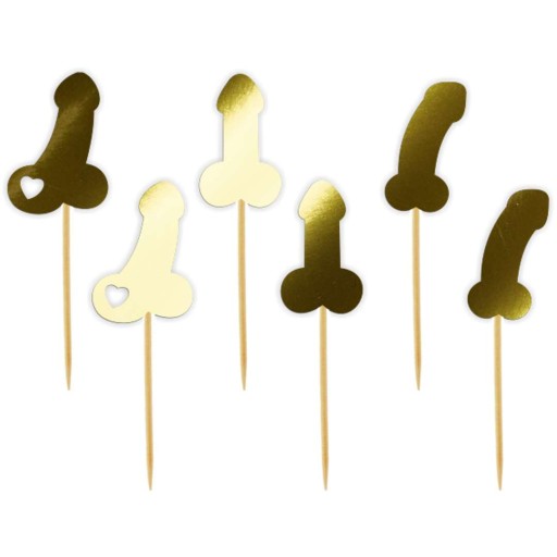 PIKERY peniski BIRTHDAY PARTY GOLD metalíza x6