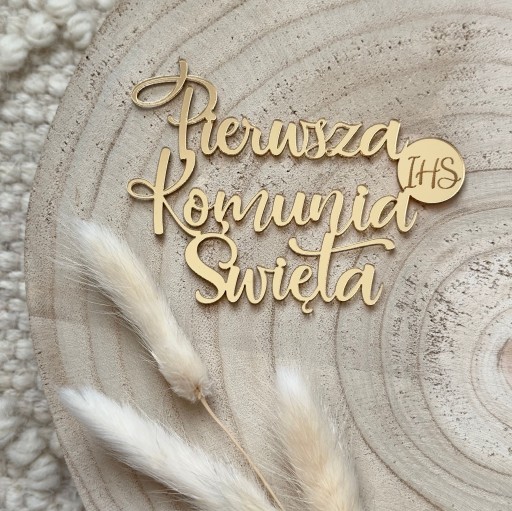 Prvé sväté prijímanie IHS Bočná ozdoba na tortu Zlaté PLEXI zrkadlo