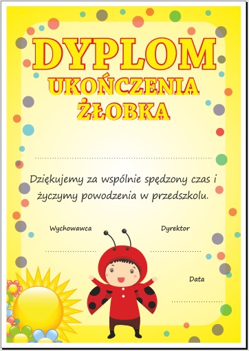 Diplom: Ukončenie škôlky s Biedronkou A4