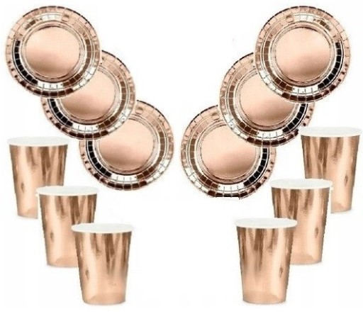 POHÁRKY TANIERE ROSE GOLD SADA 6 BAKALÁRSKYCH NARODENINOVÝCH PRÍLEŽITOSTI