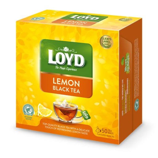 LOYD Lemon Black PYRAMIDKI čaj 50 vrecúšok