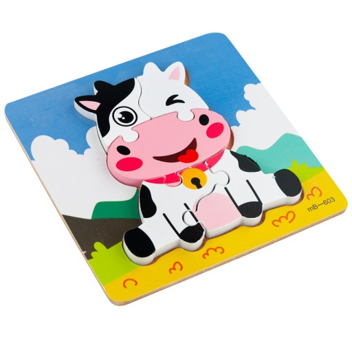 DREVENÉ PUZZLE VZDELÁVACIE KRAVSKÉ PUZZLE BLOK