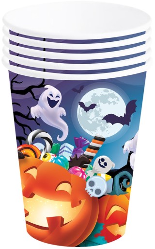 HALLOWEEN papierové poháre Pumpkin Ghost Bat 240ml 6 ks.