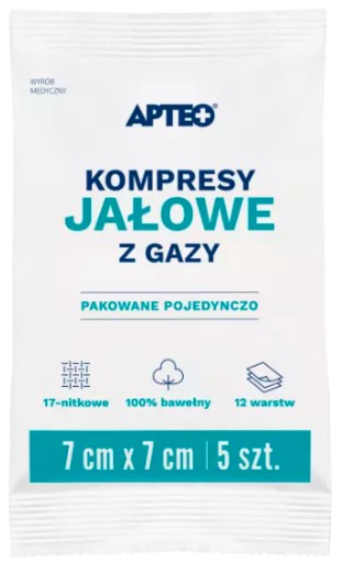 STERILNÉ MERAČE KOMPRESY 7x7cm Apteo 5 ks.