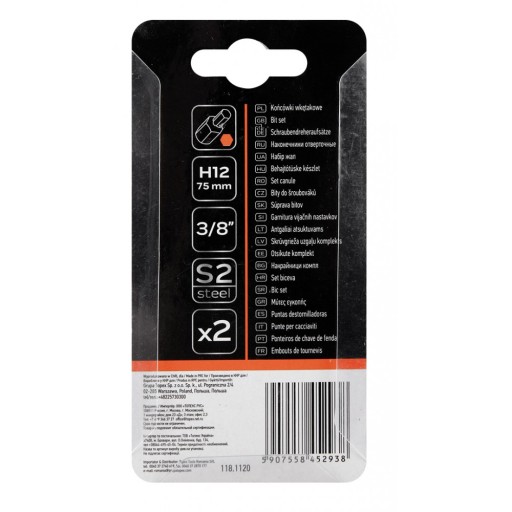 HEX hrot 12 x 75 mm, S2 x 2 ks.