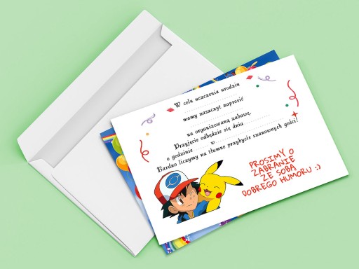 POKEMON POZVÁNKA NA NARODENINY DIEŤAŤA + OBÁLKA ZDARMA