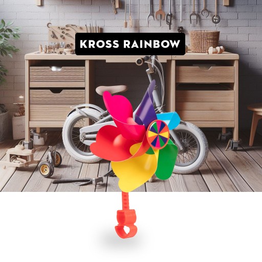 FAREBNÝ VETERNÝ MLÝN BICYKEL KOLÍK RIADITEĽ KROSS RAINBOW HRAČKA