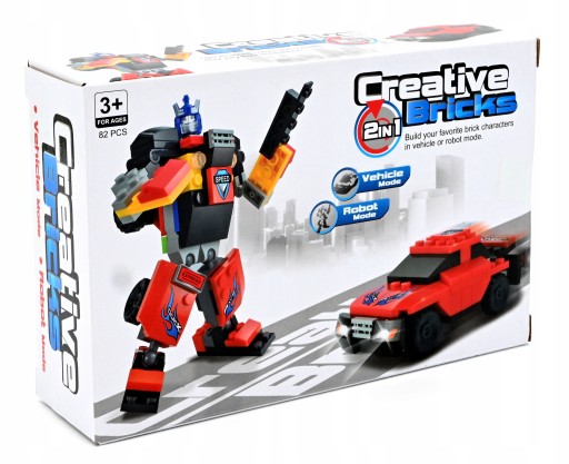 ROBOT AUTO 2V1 STAVEBNÉ BLOKY RÔZNE FARBY