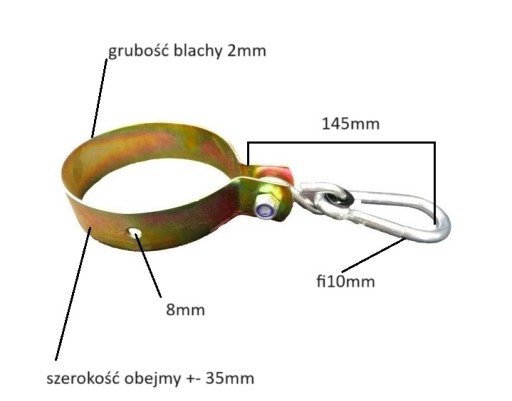 Háková svorka pre montáž 100mm hojdacej siete + karabína