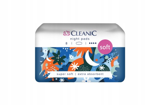 CLEANIC SOFT NIGHT Nočné vložky 8 ks.
