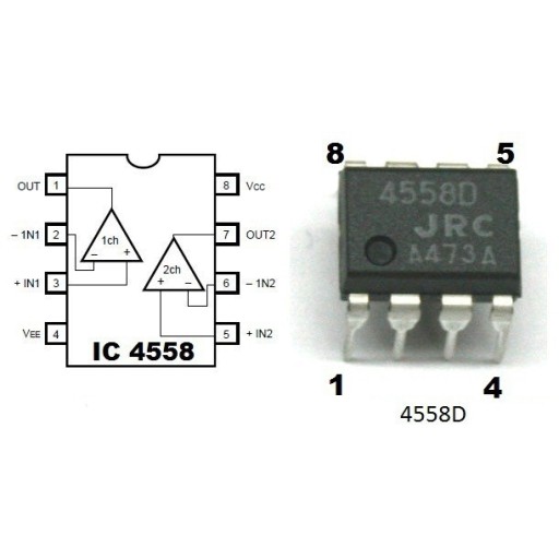 5 KS NJM4558,4558,JRC4558 atď.. DIP8