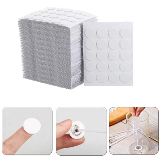 Obojstranné nálepky na pripevnenie knôtov sviečok 2x0,1 cm Sada 20 ks.