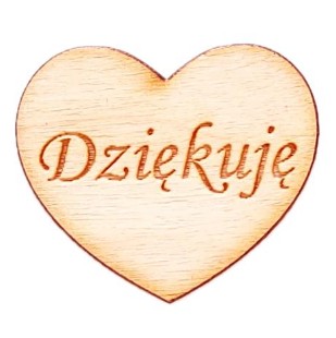 Drevené SRDCE s nápisom ĎAKUJEM, 3 cm, pre anjelika, 5 kusov