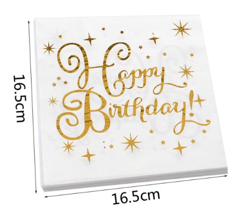 Papierové obrúsky s potlačou HAPPY BIRTHDAY, 10 ks