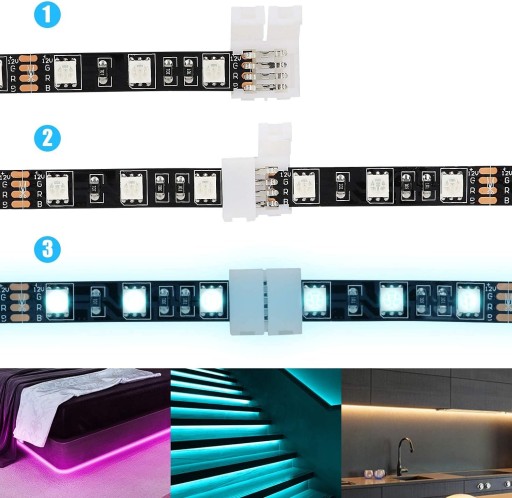KONEKTOR PRE RGB RGBW LED PÁS 10mm 4PINOVÝ PRIAMY RÝCHLOKONEKTOR BEZ PÁJKY