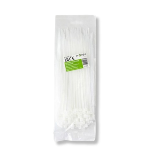 Svorka na sťahovacie pásky 2,5 X 150mm BIELA 100 kusov ECOLIGHT