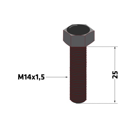 Skrutka M14x25, samosvorný mulčovač, kosačka DUCKER