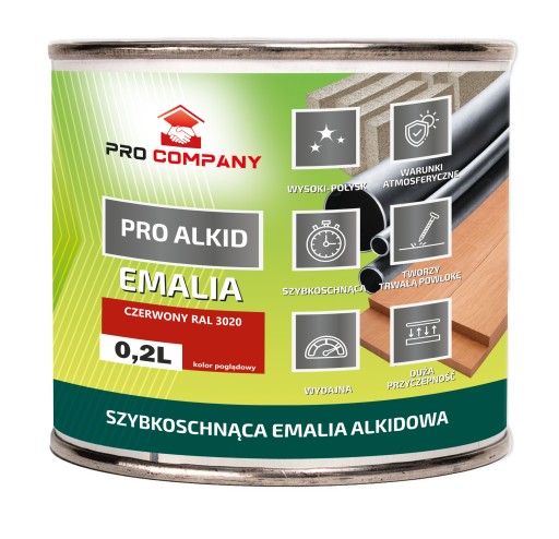 PRO ALKID rýchloschnúci alkydový email 0,2l Červená RAL 3020